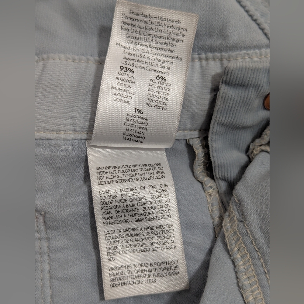 MOTHER Patch Rambler Stone Blue Corduroy Overalls - Picture 11 of 14